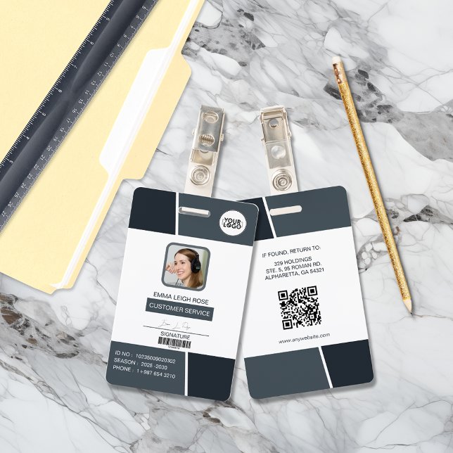 Tarjeta De Identificación Modern Dark Gray Professional Employee Photo ID (Subido por el creador)