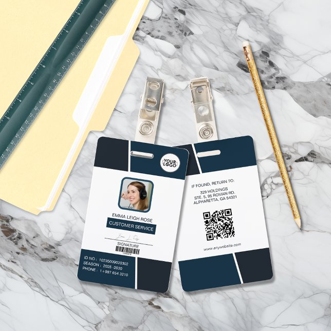 Tarjeta De Identificación Modern Dark Teal Professional Employee Photo ID (Subido por el creador)
