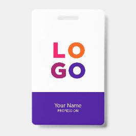 Tarjeta De Identificación Modern Employee Logo, Photo, Qr Code, Name Indigo