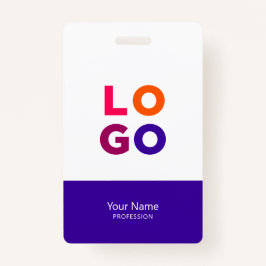 Tarjeta De Identificación Modern Employee Logo, Photo, Qr Code, Name Indigo