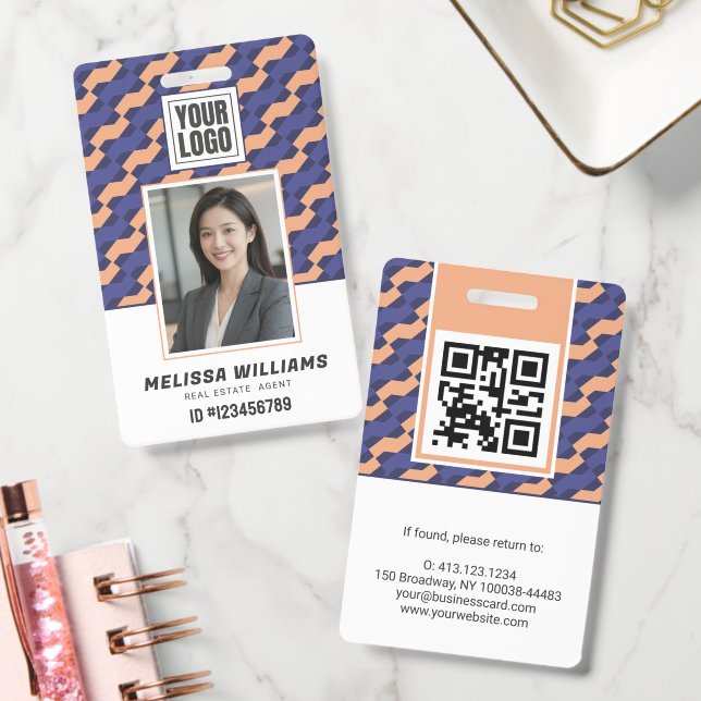 Tarjeta De Identificación Modern Geometric Interlocking Pattern  (Oficina)