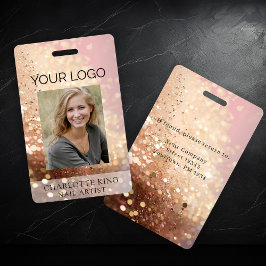 Tarjeta De Identificación Modern Glitter Employee Photo ID Badge