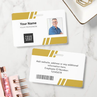 Tarjeta De Identificación Modern Gold Custom Employee ID Badge