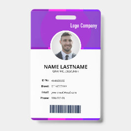 Tarjeta De Identificación Modern ID Identification Card Photo Badge