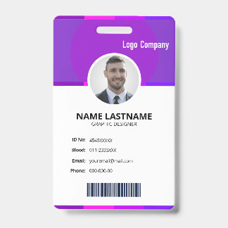 Tarjeta De Identificación Modern ID Identification Card Photo Badge
