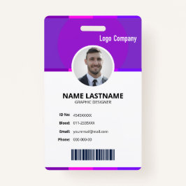 Tarjeta De Identificación Modern ID Identification Card Photo Badge