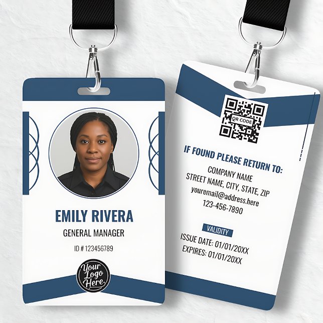 Tarjeta De Identificación Modern Navy Blue Professional Staff ID Badge (Modern Navy Blue Professional Staff ID Badge)