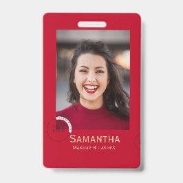 Tarjeta De Identificación Modern Photo Makeup Business Name Badge