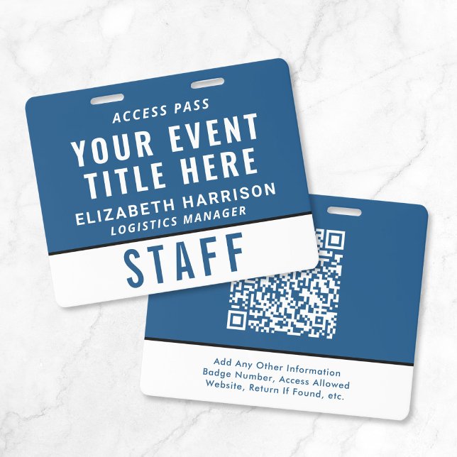 Tarjeta De Identificación Modern QR Code Blue Event Access Pass ID (Modern QR Code Blue Event Access Pass ID Badge)