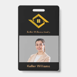 Tarjeta De Identificación Modern Real Estate Black and gold custom logo 
