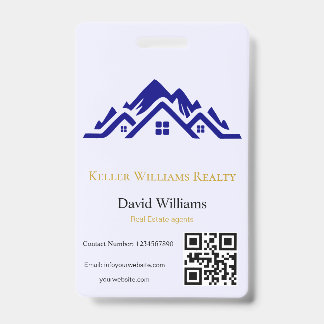 Tarjeta De Identificación Modern Real Estate white and gold custom logo 