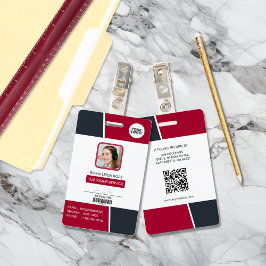 Tarjeta De Identificación Modern Red Professional Employee Photo ID