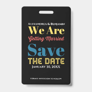 Tarjeta De Identificación Modern Save the Date Anunciation Card