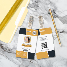 Tarjeta De Identificación Modern Yellow Professional Employee Photo ID
