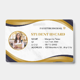 Tarjeta de identificación moderna blanca y marrón 