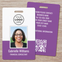 Tarjeta de identificación moderna con código QR de