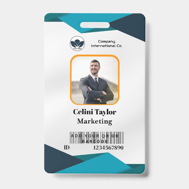 Tarjeta de identificación moderna de retrato de ma (Parte frontal)