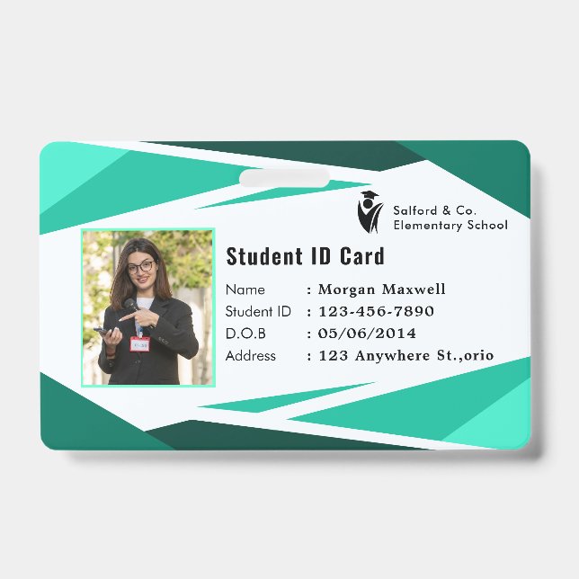 Tarjeta de identificación moderna para estudiantes (Parte frontal)