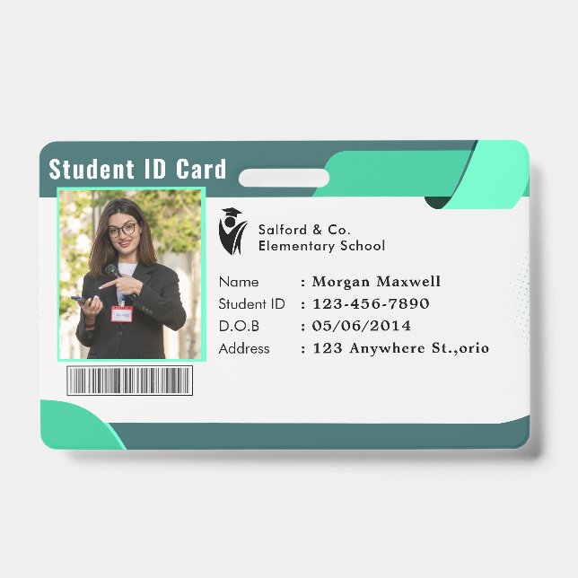 Tarjeta de identificación moderna para estudiantes (Parte frontal)