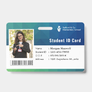 Tarjeta de identificación moderna para estudiantes