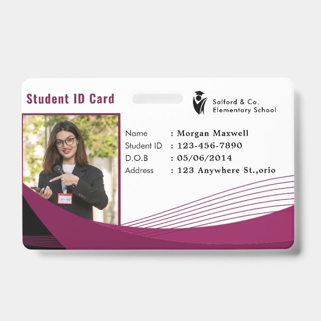 Tarjeta de identificación moderna para estudiantes (Parte frontal)