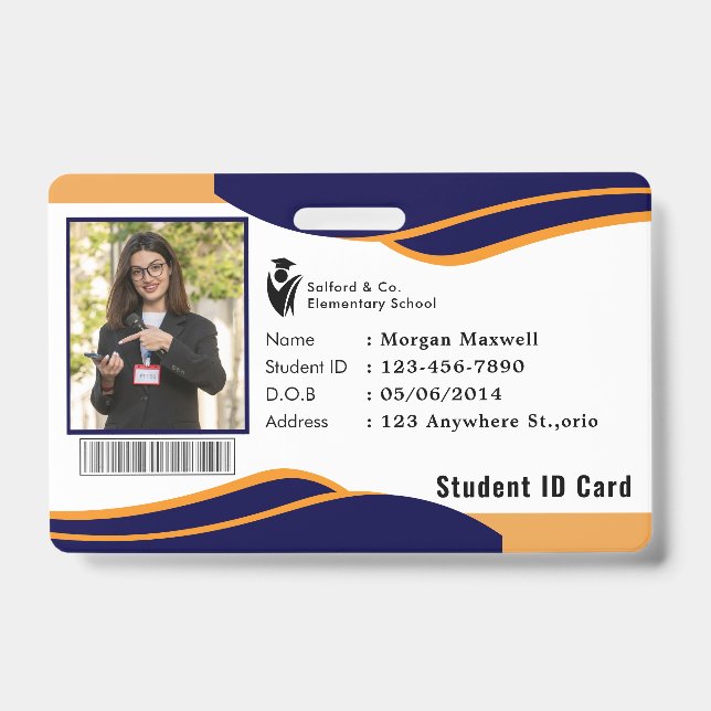 Tarjeta de identificación moderna para estudiantes (Parte frontal)