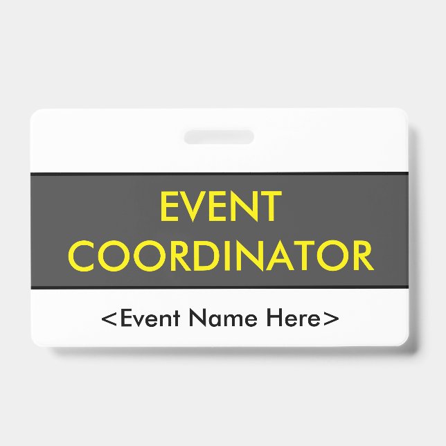 Tarjeta De Identificación Moderna placa "COORDINADOR DE EVENTOS" (Front)
