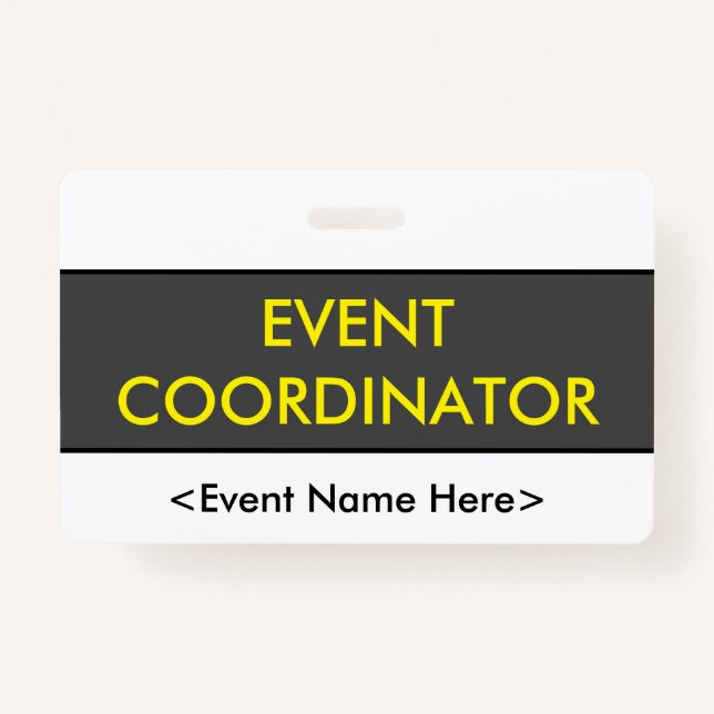 Tarjeta De Identificación Moderna placa "COORDINADOR DE EVENTOS" (Anverso)