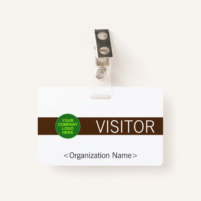 Tarjeta De Identificación Moderna placa "VISITOR" (Anverso con clip)