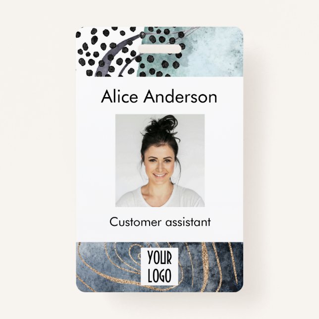 Tarjeta De Identificación Moderna y elegante placa de identificación femenin (Anverso)