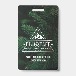 Tarjeta De Identificación Moderno Árbol Masculino Rústico Montañés Arborista