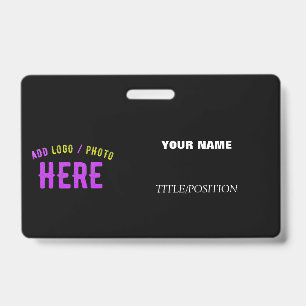 TARJETA DE IDENTIFICACIÓN MODERNO ESTILIZADO PERSONALIZABLE NEGRO MARCADO VE