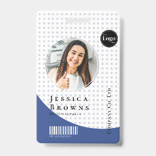 Tarjeta De Identificación Moderno Estiloso Personal Foto Código de Barras Az