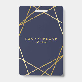 Tarjeta De Identificación Moderno Minimalista Dorado Geométrico Azul Mediano