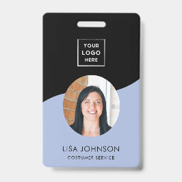 Tarjeta De Identificación Moderno Mínimo Negro Personal QR Código Badge