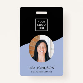 Tarjeta De Identificación Moderno Mínimo Negro Personal QR Código Badge