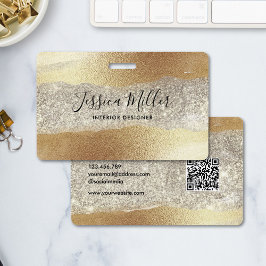 Tarjeta De Identificación Moderno Purpurina de diamantes de oro Faux Relieve