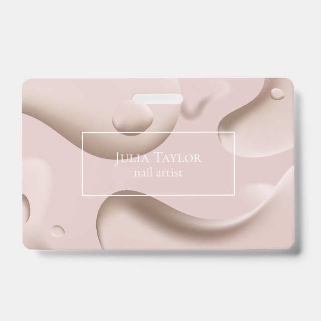 Tarjeta De Identificación Moderno Salón De Belleza Rosa Artista De Uñas (Parte frontal)