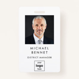 Tarjeta De Identificación Moderno y simple ID de foto corporativa blanca