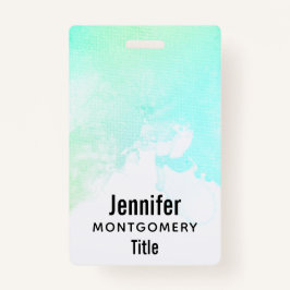 Tarjeta De Identificación Modernos Abstractos Aguas Verdes y Azules Swirls