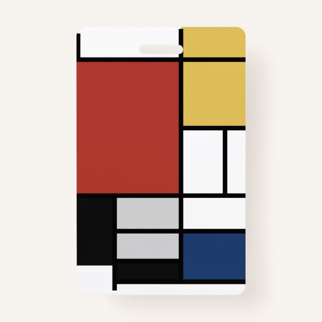 Tarjeta De Identificación Mondrian Pintura de Plano Rojo Amarillo Azul Gris  (Anverso)