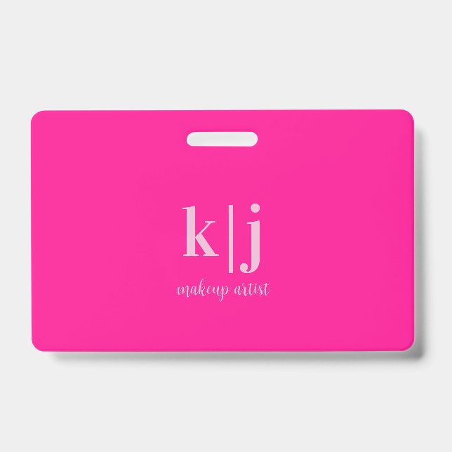 Tarjeta De Identificación Monogram QR Code Makeup Artist ID (Parte frontal)