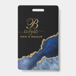 Tarjeta De Identificación Monograma de artista de maquillaje de geoda de ága