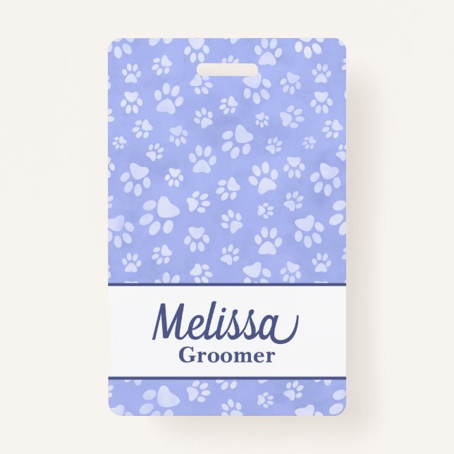 Tarjeta De Identificación Monograma de impresión de pastas azules y blancas (Anverso)