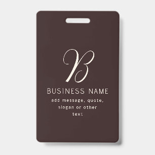 Tarjeta De Identificación Monograma de nombre de negocio elegante moderno   