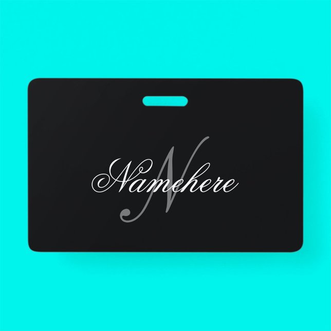 Tarjeta De Identificación Monograma de nombre único personalizado en blanco  (Subido por el creador)