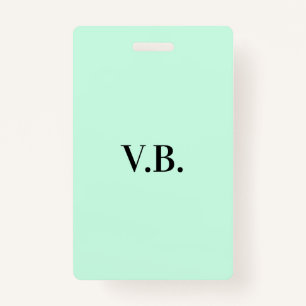 Tarjeta De Identificación Monograma de texto de color sólido simple