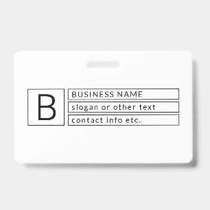 Tarjeta De Identificación Monograma elegante y nombre de empresa (u otro tex