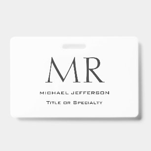 Tarjeta De Identificación Monograma minimalista moderno de moda