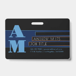 Tarjeta De Identificación Monograma retro-moderno y formas y colores editabl